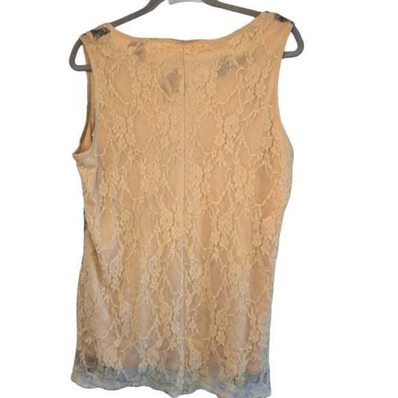 Brittany Black Floral Lace Overlay Tank Top Blouse Size XL - Picture 2 of 6